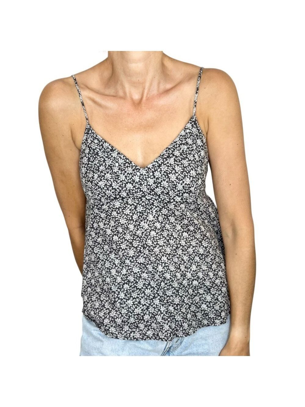 KOOKAI Paris grey ditsy floral lightweight tank top cami FR 38